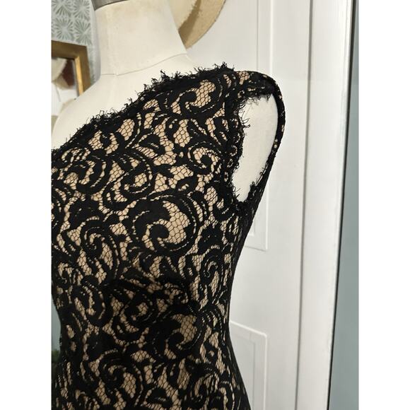 Tadashi Shoji Dress Black Lace Bodycon One Shoulder Size 4 Evening Gown - Picture 6 of 12